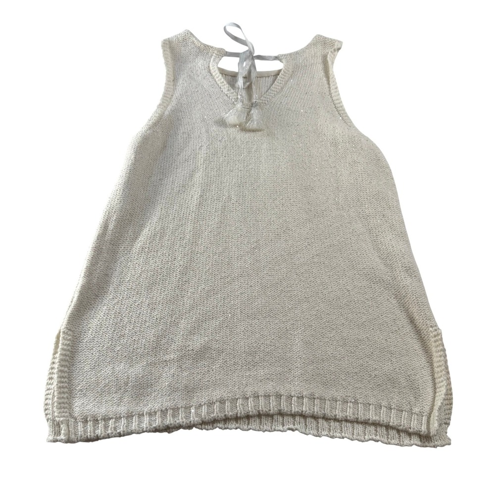 Tommy Bahama Womens Sparkling Seas Cream Sequin Tie Back Halter Top Small 189